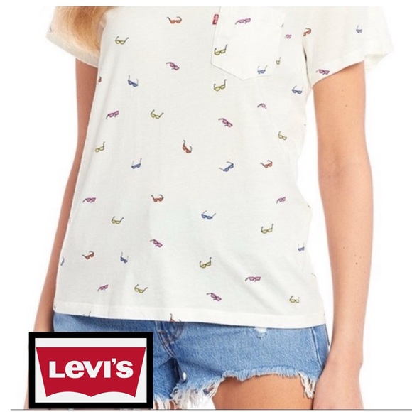 👓Levi's®Sunglasses Print Perfect Pocket Tee👓 SzS - Picture 1 of 6